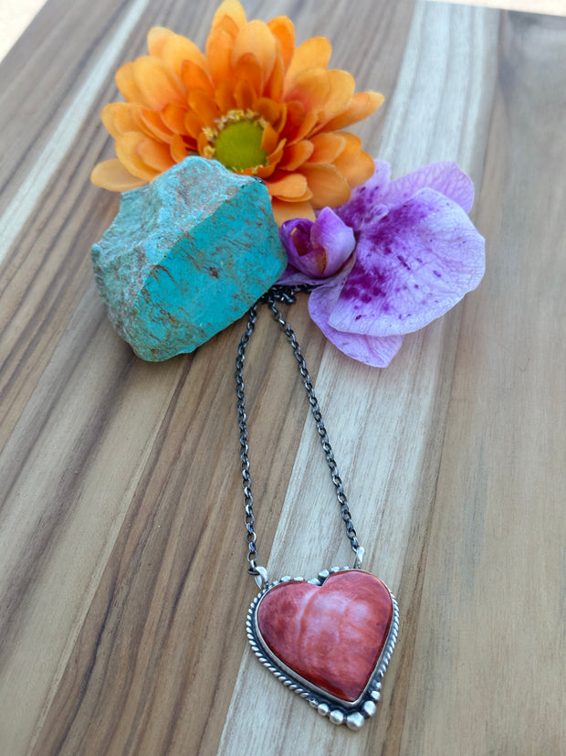 Red Spiny Heart Necklace