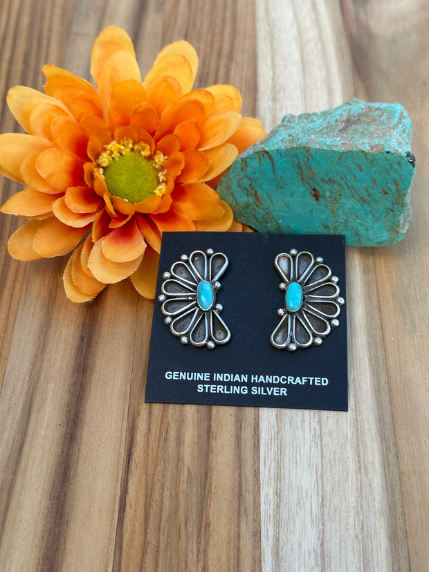 Kingman Turquoise Half Cluster Earrings