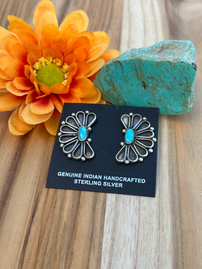 Kingman Turquoise Half Cluster Earrings