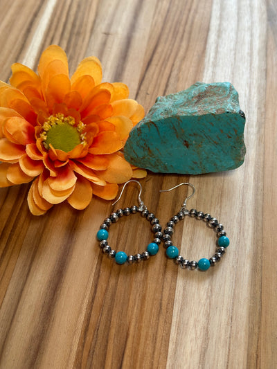 Turquoise and "Navajo Style" Pearl Earrings