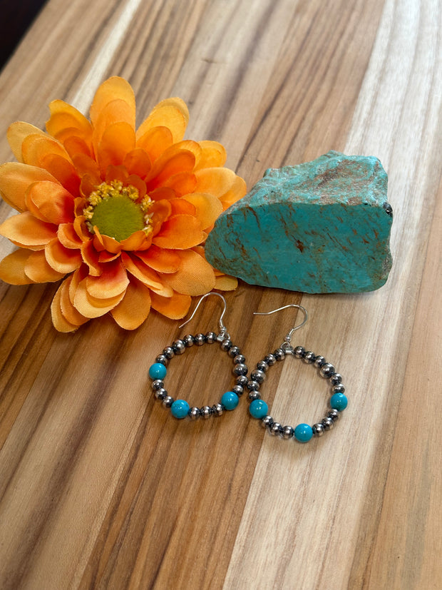 Turquoise and "Navajo Style" Pearl Earrings