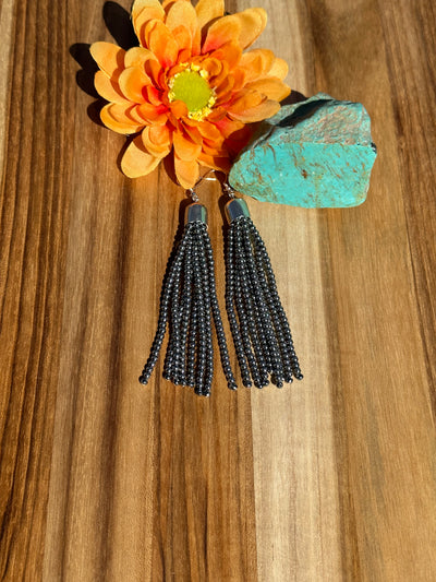 "Navajo Style" Pearl Tassel Earrings