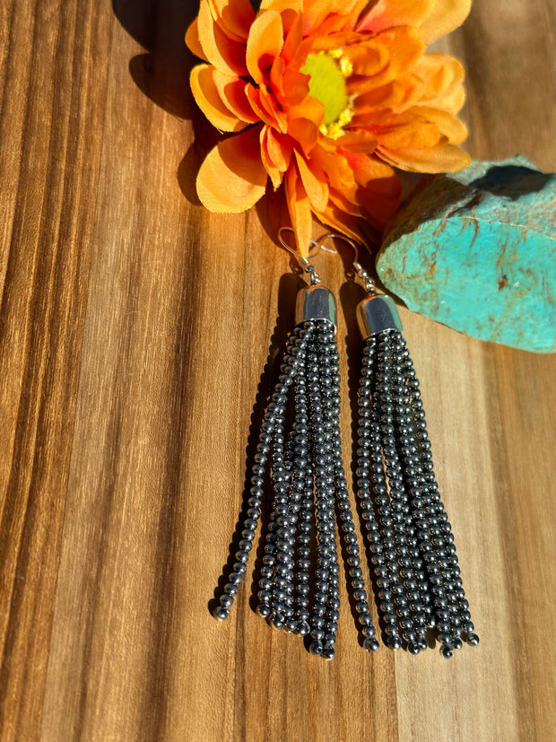 "Navajo Style" Pearl Tassel Earrings