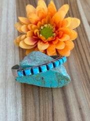 9 Stone Kingman Turquoise Cuff