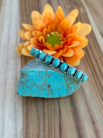 10 Stone Kingman Turquoise Cuff