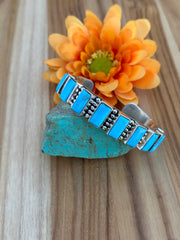 9 Stone Square Turquoise Cuff