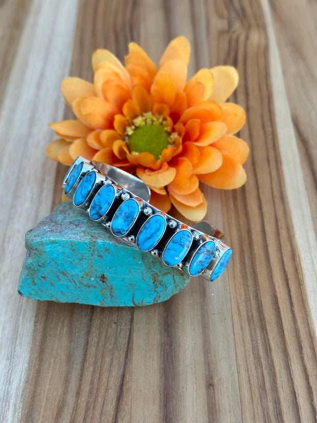 9 Stone Turquoise Cuff