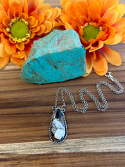 White Buffalo Teardrop Necklace