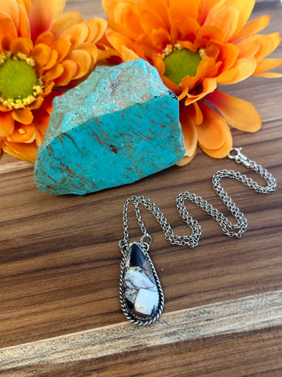 White Buffalo Teardrop Necklace