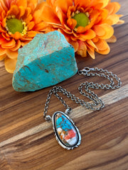 Turquoise & Spiny Teardrop Necklace