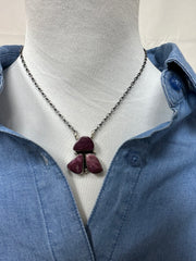 3 Stone Spiny Fixed Pendant Necklace