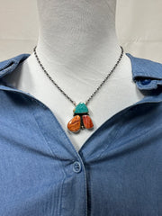 3 Stone Spiny Fixed Pendant Necklace