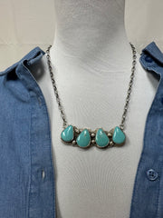 Kingman Turquoise 4 Stone Bar Necklace