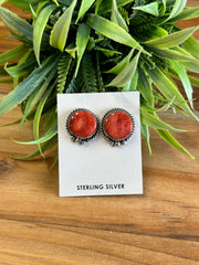 Red Spiny Stud Earrings