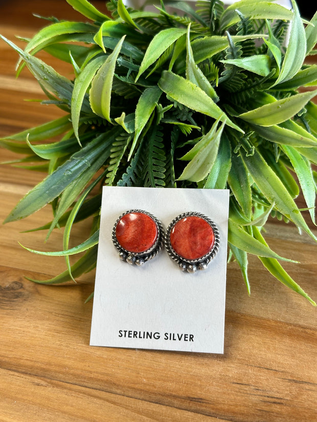 Red Spiny Stud Earrings