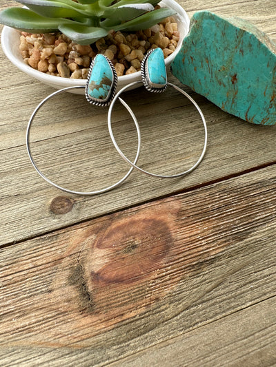 Kingman Turquoise Hoop Earrings