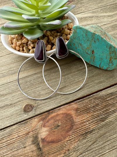 Purple Spiny Hoop Earrings