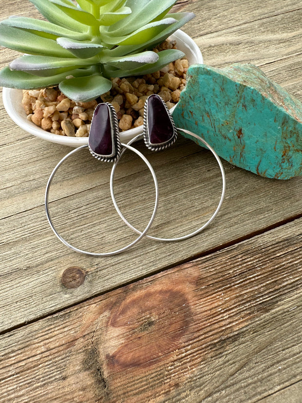 Purple Spiny Hoop Earrings