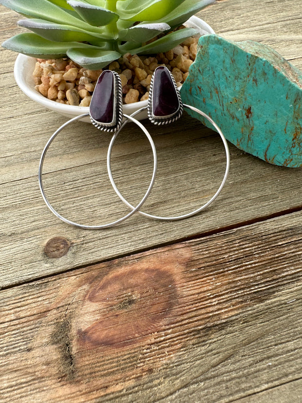 Purple Spiny Hoop Earrings