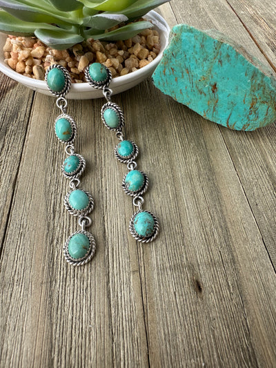 Kingman Turquoise 5 Stone Dangle Earrings