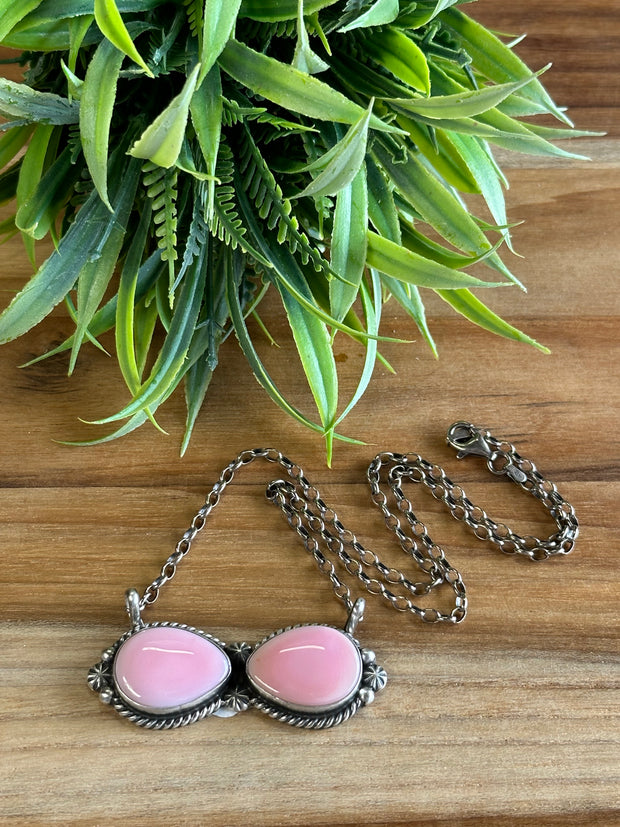 Pink Conch 2 Stone Necklace