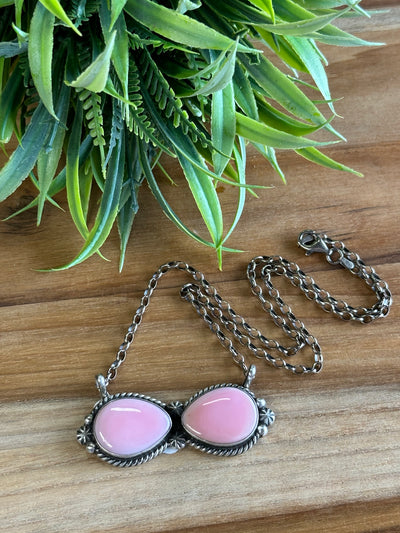 Pink Conch 2 Stone Necklace