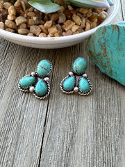 3 Stone Kingman Turquoise Earrings