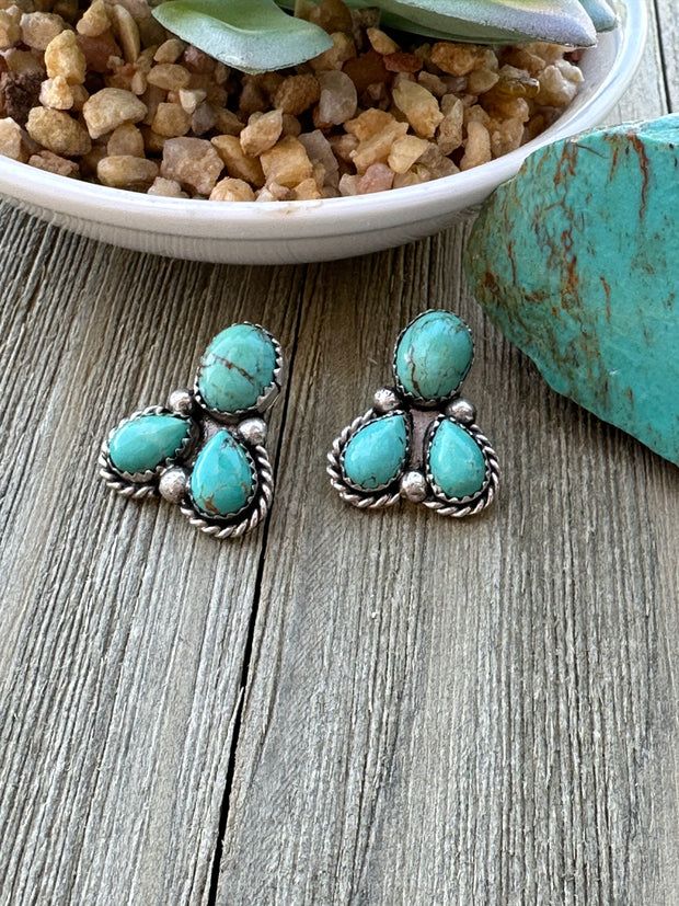 3 Stone Kingman Turquoise Earrings