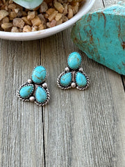 3 Stone Kingman Turquoise Earrings