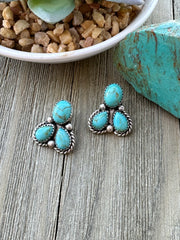 3 Stone Kingman Turquoise Earrings