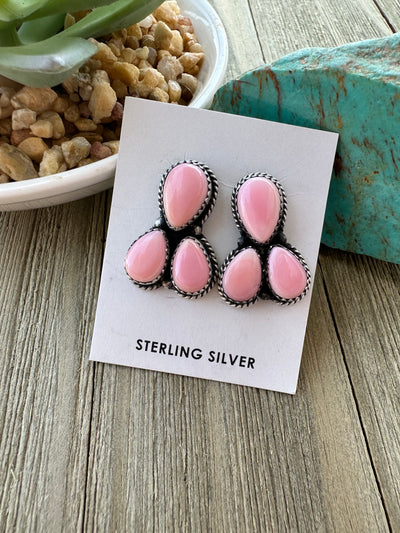 3 Stone Pink Earrings