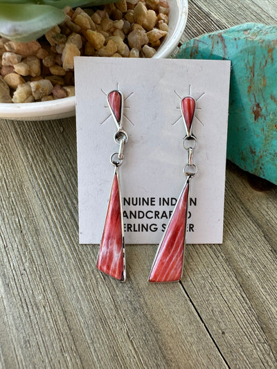 Red Spiny Dangle Earrings