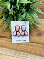 Pink 3 Stone Studs
