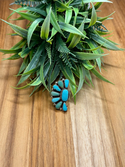 Turquoise Multi-Color Half Cluster Ring