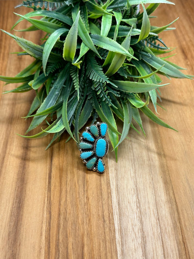 Turquoise Multi-Color Half Cluster Ring