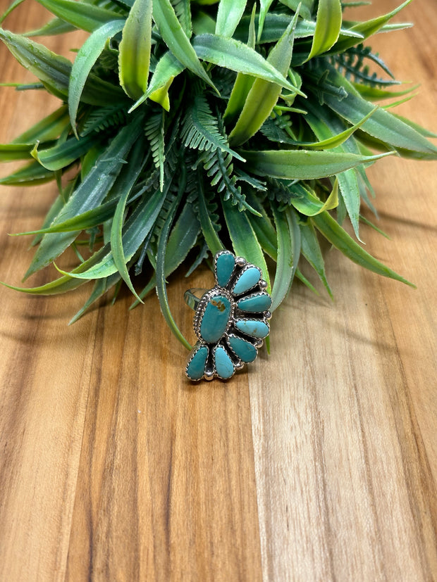 Turquoise Multi-Color Half Cluster Ring