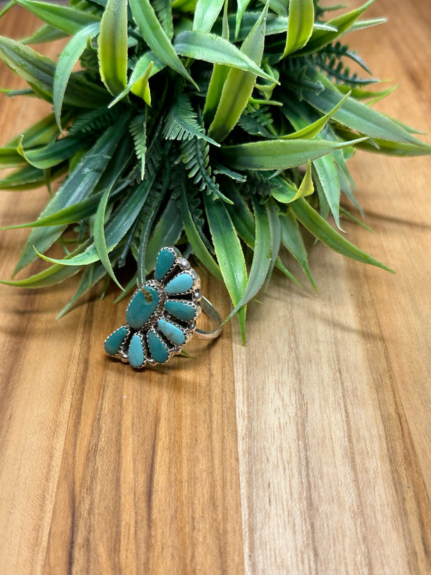 Turquoise Multi-Color Half Cluster Ring