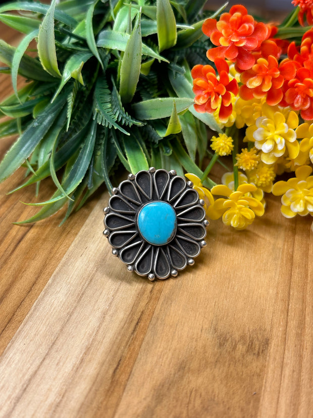 Sterling & Turquoise Cluster Ring