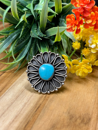 Sterling & Turquoise Cluster Ring