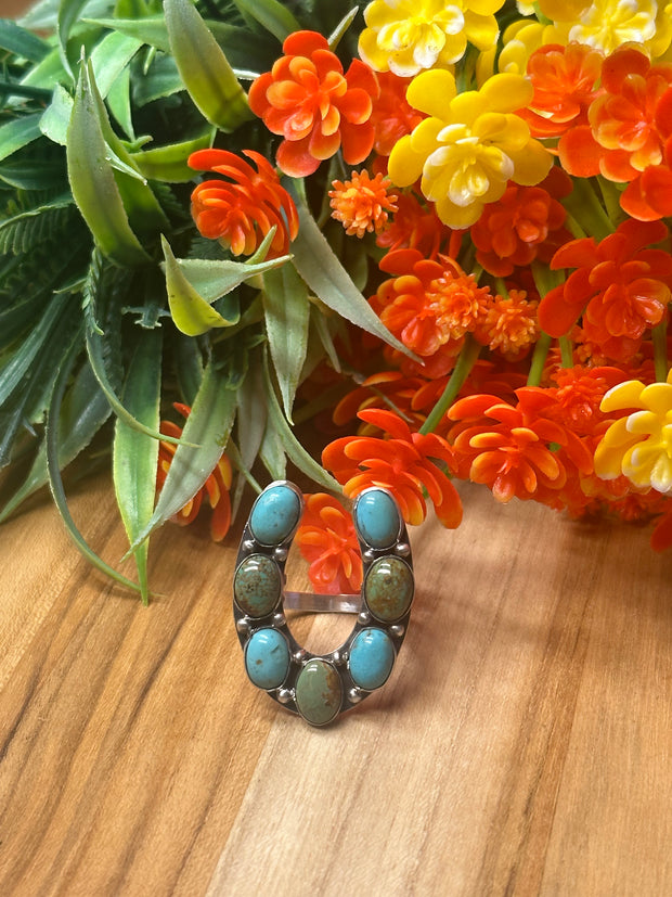 Multi-Color Kingman Horseshoe Ring