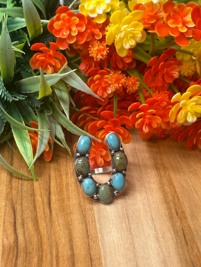 Multi-Color Kingman Horseshoe Ring