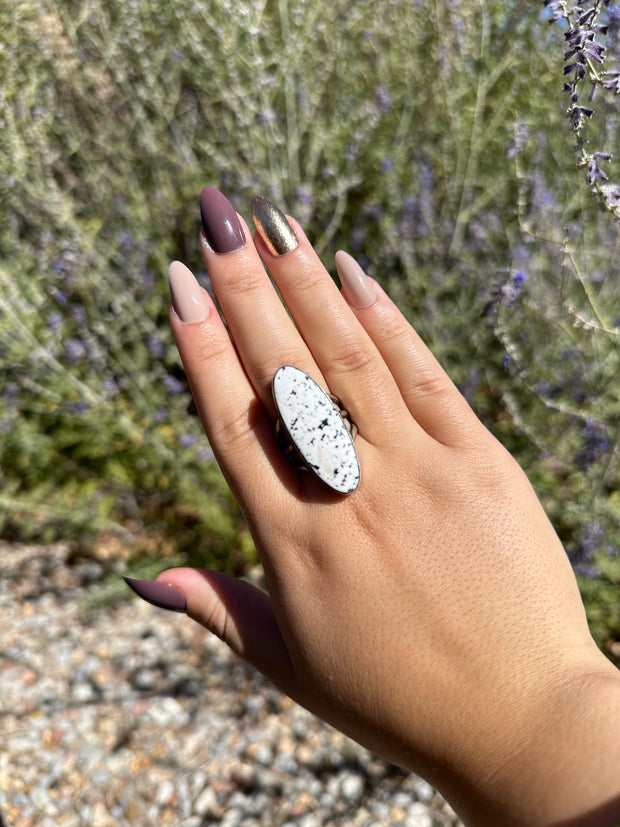 White Buffalo Oval Ring