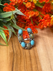 Multi-Color Kingman Horseshoe Ring