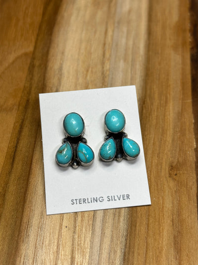 3 Stone Kingman Turquoise Earrings