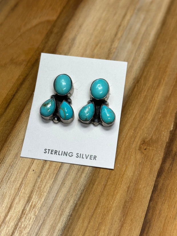 3 Stone Kingman Turquoise Earrings