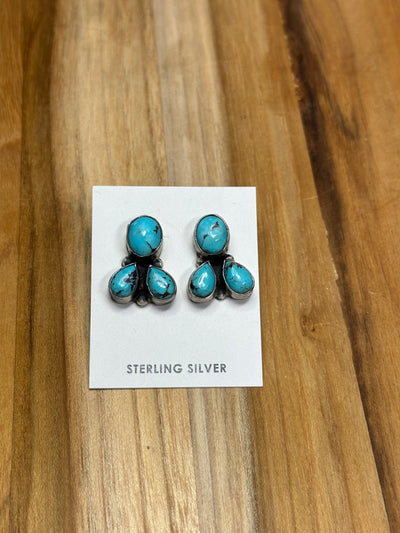 3 Stone Kingman Turquoise Earrings