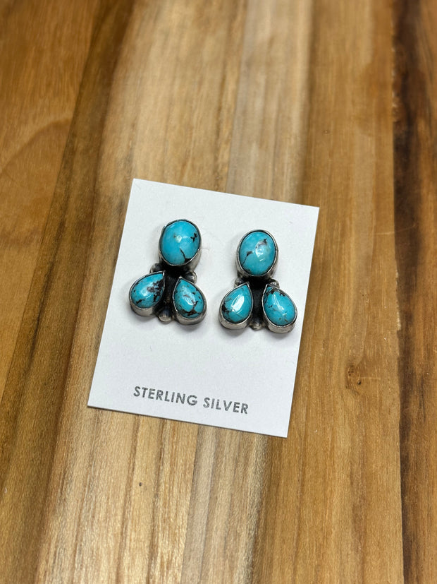 3 Stone Kingman Turquoise Earrings