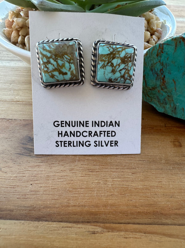 Kingman Turquoise Square Earrings