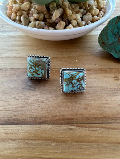 Kingman Turquoise Square Earrings