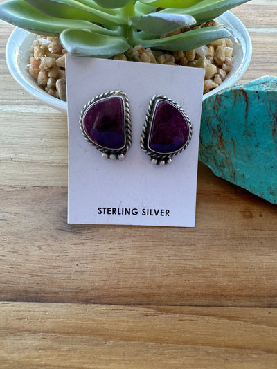 Purple Spiny stud earrings